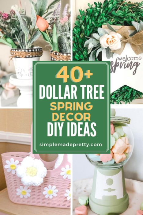 Dollar Tree Spring Decor, Diy Spring Decorations, Dollar Tree Easter Crafts, Dollar Tree Flowers, Spring Outdoor Decor, Spring Decor Ideas, Diy Spring Crafts, Spring Table Decor, Easter Wreath Diy