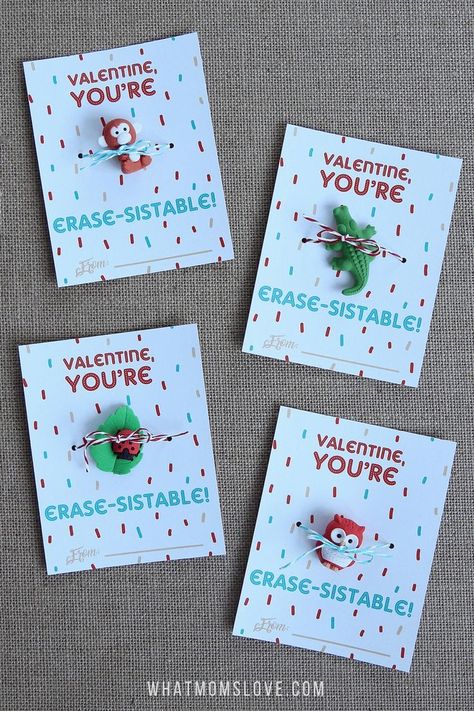 Free Printable Valentines For Kids. Such a fun idea for a non-candy Valentines card - perfect for your child's classroom Valentine's Day party!