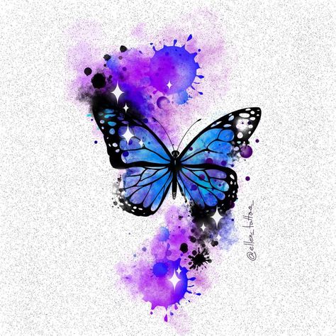 Butterfly Watercolor Tattoo, Watercolor Butterfly Tattoo, Small Watercolor Tattoo, Full Hand Tattoo, Watercolor Splatter, Butterfly Art Painting, Lion Painting, Watercolor Ombre, Tatuaje A Color