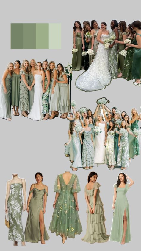 Bridesmaid Color Scheme, Bridesmaid Color, Sage Green Bridesmaid Dress, Bridesmaid Colors, Bridesmaid Inspiration, Sage Wedding, Mismatched Bridesmaid Dresses, Sage Green Wedding, Green Bridesmaid