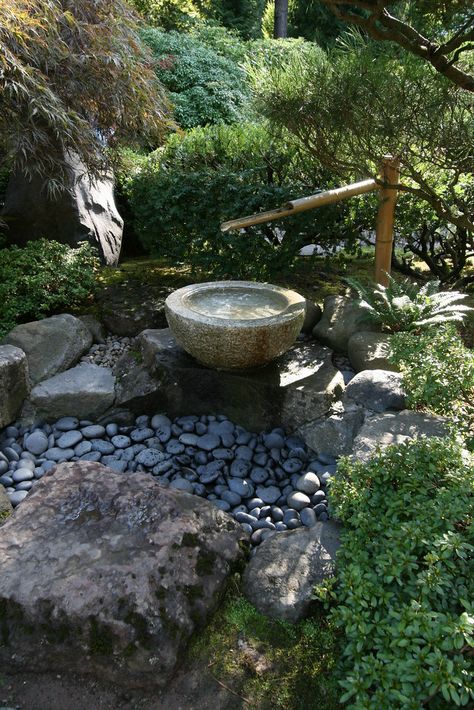 Japanese Water Feature, Zen Fountain, Japanese Water Garden, Japanese Garden Backyard, Japanese Garden Decor, Beautiful Japanese Gardens, Small Japanese Garden, Garden Japanese, Japanese Garden Landscape