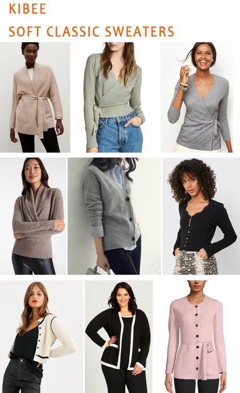 Soft Classic Sweater, Soft Classic Soft Summer, Soft Natural Kibbe Winter, Soft Classic Tops, Soft Classic Dresses, Soft Classic Pants, Kibbe Soft Classic Outfit Ideas, Soft Classic Jeans, Soft Classic Jewelry