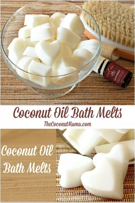 Coconut Oil Bath Melts For Soft Skin - The Coconut Mama Bath Melts Recipe, Coconut Oil Bath, Homemade Coconut Oil, Coconut Oil Recipes, Bath Melts, Bath Recipes, Bath Bomb Recipes, Homemade Soap Recipes, Homemade Bath Products