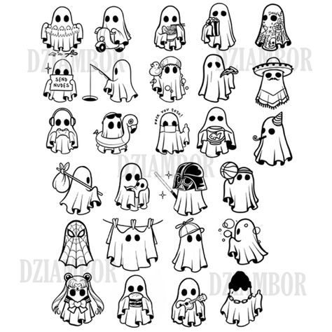 Halloween Tattoo Flash, Ghost Tattoo, Sibling Tattoos, Tattoo Flash Sheet, Cute Little Tattoos, Spooky Tattoos, Tattoo Stencil Outline, Tattoo Design Book, Book Tattoo