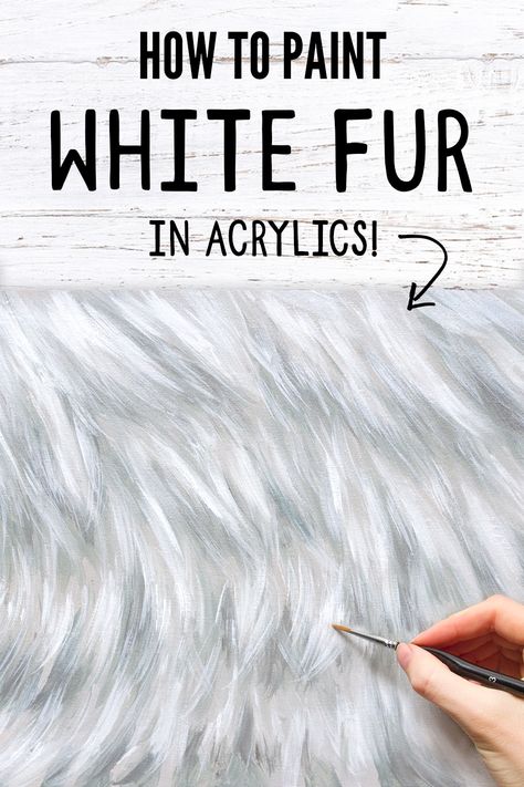 This art tutorial shows you a great technique to paint white fur, its easy and perfect for artists and beginners. This is a great acrylic painting tutorial if you love to paint animals, wildlife and pet portraits. How To Paint Animal Fur, How To Paint Fur Acrylic, Dog Acrylic Painting Easy, How To Paint A Dog, How To Paint Fur, Wolf Painting Acrylic Easy, White Dog Painting, English Budgie, Drawing Fur