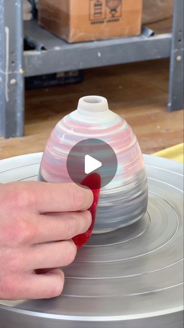 Ben Stout Ceramics on Instagram: "Adding colored slips to a porcelain bud vase. 

#pottery #ceramics #porcelain #wheelthrown #craft #handmade #potterystudio #madeinbrooklyn #potteryreels #contemporaryceramics #budvase" Colored Slip Ceramics, Colored Slip Pottery, Slip Pottery, Vase Pottery, Pottery Ceramics, Craft Handmade, Contemporary Ceramics, Pottery Studio, Bud Vase