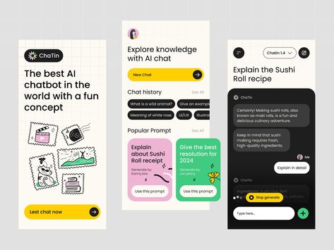 ChaTin - AI Chatbot app by Rizki Padilah for Orenji Studio on Dribbble Chatbot App, Chatbot Design, To Do App, Chat App, Messaging App, Mobile App Design, Mobile Design, App Ui, Keep In Mind