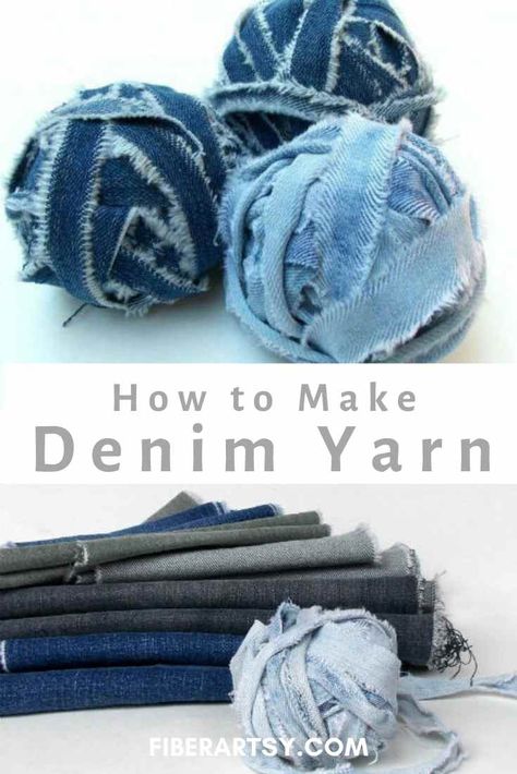 Learn How to Make Yarn from your Old Blue Jeans - Upcycle, recycle and repurpose your old jeans into yarn you can use for knitting, weaving or crochet! Step by step tutorial. #crochet #knitting #yarnlove Recycler Diy, Denim Yarn, Rug Tutorial, Blue Jeans Crafts, Jean Crafts, Recycled Jeans, Denim Ideas, Recycle Jeans, Upcycle Recycle