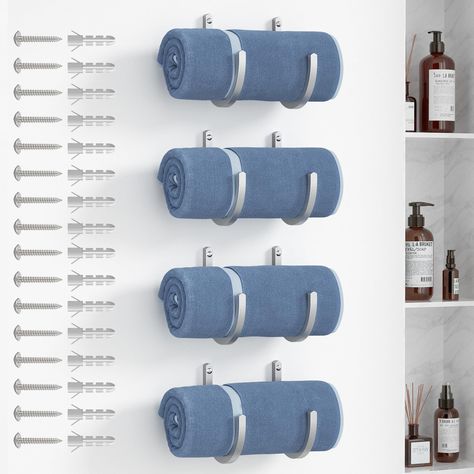 PRICES MAY VARY. Compact Wall-Mounted Towel Rack - Optimize small bathroom spaces with our sleek, wall-mounted towel holder. It’s easy to install, offering a neat and accessible towel storage solution. Premium Anti-Rust Aluminum Rack - Constructed from high-quality aluminum, this rack undergoes a rigorous 72-hour salt spray test to ensure durability and rust resistance in damp environments. Sleek Scandinavian Towel Holder - Our towel holder features a minimalist Scandinavian design with clean li Folding Bathroom Towels, Towel Storage For Small Bathroom, Storage For Small Bathroom, Room Color Ideas Bedroom, Bath Towel Storage, Wall Mounted Towel Holder, Towels Bathroom, Bathroom Towel Rack, Wall Mounted Towel Rack