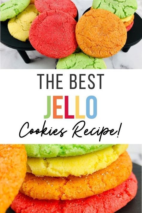 Jello cookies recipe is the best cookie recipe to welcome in this spring season! The fun and festive Jello cookies recipe is easy to make and super cute for sharing. Who doesn't love fun colors and the sweet taste of crispy cookies? These easy cookies will bring a smile to everybody's face. Try out this simple cookie recipe today! Easy Delicious Cookies Simple, Jello Pudding Cookies Recipe, Things To Make With Jello Powder, Jello Cookies Christmas, Cool Jello Ideas, Jello Sugar Cookies, Things To Do With Jello Powder, Easter Cookie Recipes Easy, Jello Balls Recipe