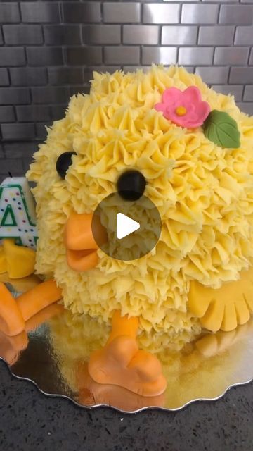 Chick Birthday Party Ideas, Chicken Cakes Birthday, Chicken Birthday Cake, Ducky Cake, Chick Cake, Birdie Birthday, Chicken Party, Chicken Cake, 2 Birthday Cake