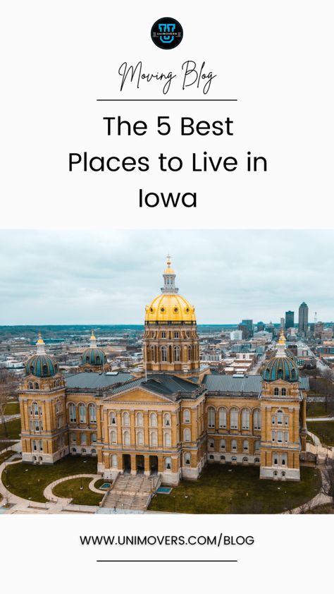 https://unimovers.com Iowa, the great, big cornfield of the Midwest. Many people don’t realize Iowa is more than just cornfields. Iowa is full of big and small cities and full of people who will give you a big midwestern welcome. We are here to help you find some of the best places to live in Iowa for …   The 5 Best Places to Live in Iowa</... Small Cities, University Of Northern Iowa, Post Secondary Education, Places To Live, Iowa City, Cedar Rapids, Cost Of Living, House Museum, Best Places To Live