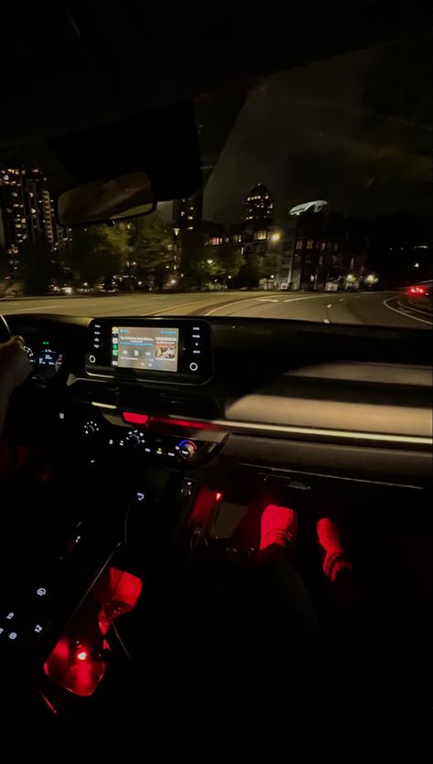 Car In City Aesthetic, Car Ride Pictures At Night, Rainy Late Night Drives Aesthetic, Driving Around At Night Aesthetic, Fake Car Pics At Night, Car Interior Night Aesthetic, Driving In A Car At Night, Night Cruise Car, Car Lights At Night Aesthetic