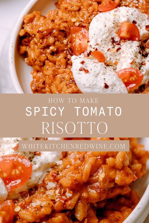 Risotto Recipes Seafood, Spicy Risotto Recipes, Spicy Risotto, Burrata Risotto, Tomato Risotto Recipes, Tomato And Burrata, Bacon Risotto, 90s Playlist, Risotto Recipes Easy