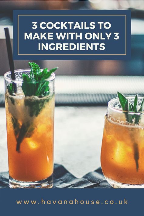 Craving a cocktail but don’t see yourself as a mixologist? Not to worry, these easy cocktail recipes offer distinct and delicious flavours, but only require three ingredients. #Cocktail #CocktailRecipes #SimpleCocktails #EasyCocktails #Bar #CigarsAndDrinks Three Ingredient Cocktails, Havana House, Easy Cocktail Recipes, Whisky Sour, Whisky Cocktails, Easy Cocktail, Cocktail Recipes Easy, Easy Cocktails, See Yourself