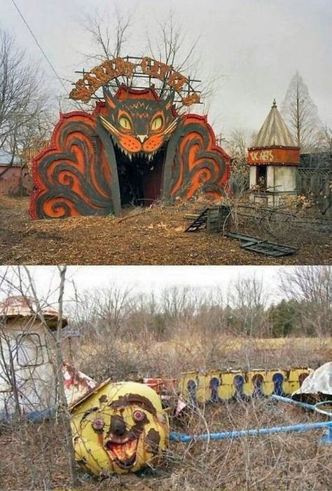 A couple OOMlich abandoned carnival images. https://www.pinterest.com/pin/438256607463983184/ Every working day I post an OOM, to express some of my zeal for the strange things of our Maker. #dailyoom Abandoned Animatronics, Abandoned Carnival, Abandoned Theme Parks, Abandoned Amusement Park, Chernobyl Disaster, Urban Exploring, Nuclear Disasters, Abandoned Amusement Parks, Parc D'attraction