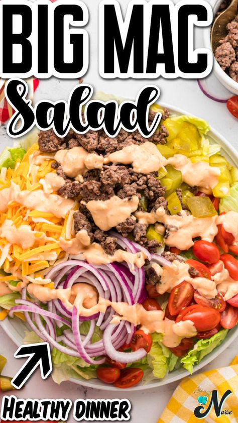 Transform your dinner ideas with this Big Mac Salad! This refreshing summer salad is a copycat recipe that brings the classic flavors of a Big Mac into a healthier, delicious dish. A fun and tasty recipe food for any occasion! Big Mac Chopped Salad, Protein Prep, Healthy Reminders, Mcdonald's Big Mac, Mac Salad Recipe, Big Mac Salad, Mac Salad, Sunday Dinners, Cooking Pumpkin