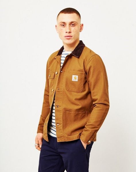 Chore Coat Outfit, Carhartt Street Style, Chore Jacket Outfit, Mens Skater Style Outfits, Chore Coat Men, Carhartt Jacket Outfit, Carhartt Chore Coat, Carhartt Style, Retro Americana