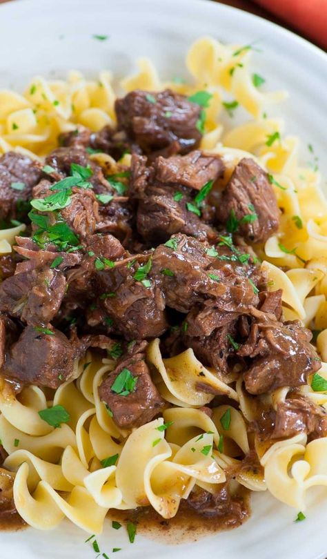 Tender beef tips on egg noodles is a great dinner meal. The beef is melt in your mouth good. #beef tips #beef #slow cooked meal Tender Beef Tips, Beef Tips And Noodles, Beef Tip Recipes, Beef Tips And Gravy, Mushroom Dish, Beef Tips, Eggplant Parmesan, Tender Beef, Braised Beef