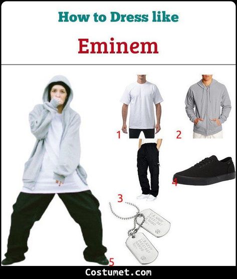 Eminem's Costume for Cosplay & Halloween 2022 Music Artists Costume Ideas, Eminem Costume Halloween, Halloween Costumes 2022 Men, Iconic Singers Costumes, Eminem Halloween Costume, Music Artist Costume Ideas, Eminem Costume, Easy Halloween Costumes Men, Artist Halloween Costume