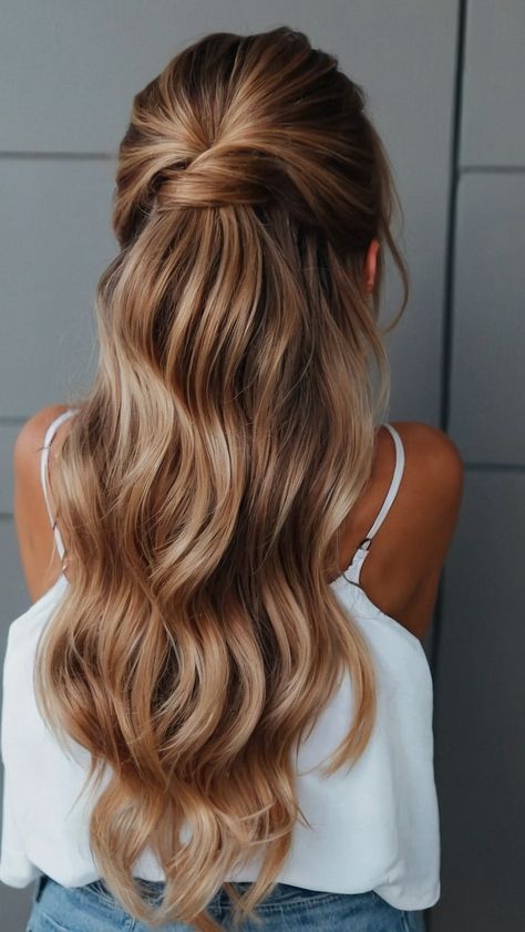 Discover trendy hoco hairstyles for every hair type - straight simple half up short half up half down long medium length naturally curly and more Whether your hair is short easy to style or shoulder length we've got you covered Hair Up Hoco Hairstyles, Half Up Wedding Hair Shoulder Length, Half Up Long Hairstyles Easy, Easy Partial Updos For Long Hair, Straight Bridesmaid Hairstyles, Long Wavy Hairstyles Half Up, Half Up Half Down Hoco Hairstyles, Fishtail Half Up Half Down, Maid Of Honor Hairstyles Half Up