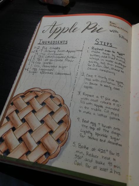 Recipe Book Aesthetic Cover, Recipe Book Ideas Homemade, Recipes Aesthetic Book, Recipe Journal Ideas, Aesthetic Recipes Notes, Apple Pie Simple, Recipe Book Aesthetic, Recipes Book Design, Aesthetic Recipe Book