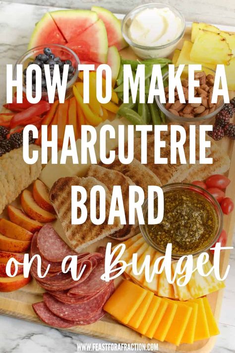 You don't have to break the bank and spend hours in the kitchen planning your next party. This easy charcuterie board recipe will show you how to create a delicious charcuterie board on a budget. Cheap And Easy Charcuterie Board Ideas, Budget Cheese Board, Simply Charcuterie Board, Best Items For Charcuterie Board, Cheap Chacutery Board Ideas, Cheurterie Board, What Do You Need For A Charcuterie Board, Things To Put On A Charcuterie Board, Easy Chacutery Board Ideas