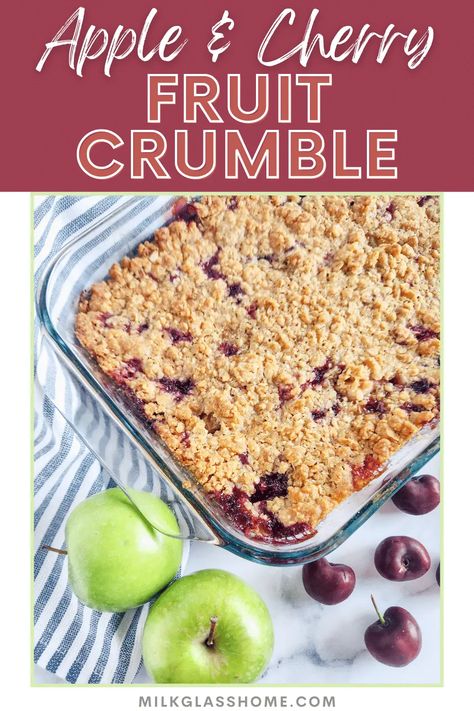 Apple And Cherry Crumble, Cherry And Apple Desserts, Cherry Apple Crisp, Apple Cherry Crisp, Apple Crumble With Oats, Cherry Crisp Recipe, Easy Bakes, Thanksgiving Sweets, Cherry Crisp