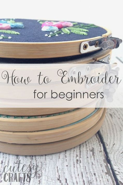 Learn how to embroider with this easy guide. Consider this your embroidery 101. Perfect for learning how to embroider for beginners! Beginner Crafts, Baby Turban, Embroidery Stitches Tutorial, Learn Embroidery, Brazilian Embroidery, Crewel Embroidery, Hand Embroidery Stitches, Embroidery For Beginners, Sewing Projects For Beginners