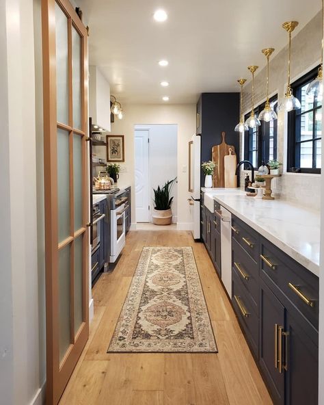 Amazing Galley Kitchen in Dark, Night Sky Shaker – Semihandmade Galley Kitchen With Vaulted Ceiling, Nonwhite Kitchens, Gally Kitchens, Contemporary Galley Kitchen, Ikea Galley Kitchen, White Galley Kitchens, Galley Kitchen Renovation, Long Narrow Kitchen, Kitchen Planning