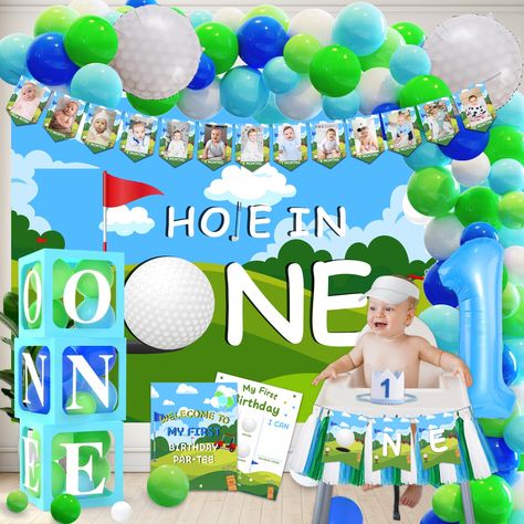 PRICES MAY VARY. 【Golf Party Supplies】：Hole in one birthday decorations includes 1pcs hole in one banner, 25pcs 12inch balloons, 30pcs 10inch balloons, 25pcs 5inch balloons, 2pcs golf foil balloons, 1pcs "1"foil balloon, 1pcs birthday hat, 1pcs poster, 1pcs banner and 15pcs paper tassel 【Hole In One】：Celebrating first birthday, and if you're a golf aficionado, this golf-themed bash is sure to delight you. Our decorations, adorned with charming golf elements, are a sight to behold. The classic bl Hole In One First Birthday, Golf First Birthday, Backdrop Balloon, Golf Birthday Party, Its A Boy Balloons, 1st Birthday Party Decorations, Golf Birthday, First Birthday Decorations, Balloon Decorations Party