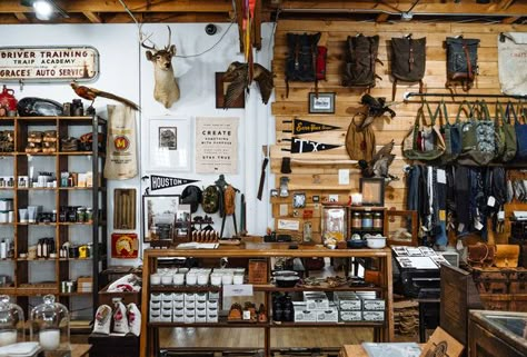 Best Houston Local Businesses You Should Support in 2017 - Thrillist Vintage Clothing Display, Camping Room, Gear Room, Camping Store, Man Gear, Camping Shop, Warehouse Design, Desain Editorial, Gift Shops