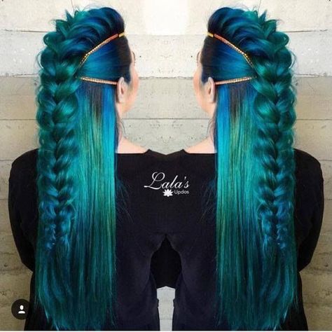 Nails Mermaid, Mermaid Effect, New Braided Hairstyles, Green Hair Dye, Mermaid Nail, Colors Nails, Vlasové Trendy, Mermaid Nails, Bohol