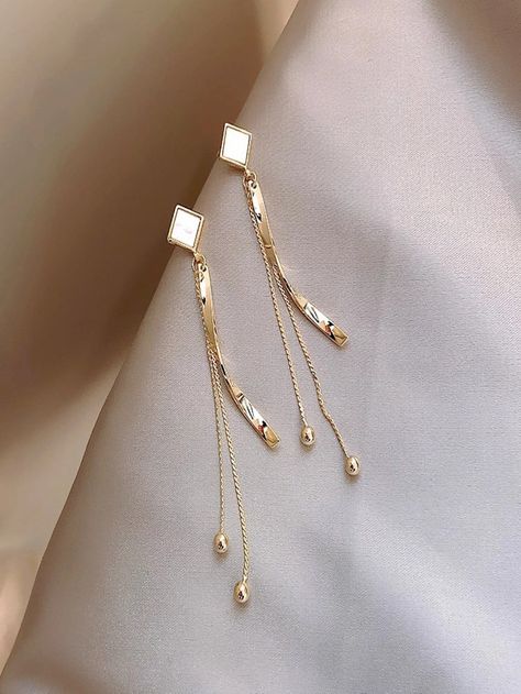 Celebrities Earrings, New Fashion Earrings, Tassel Earing, Jewelry Aesthetic, Long Tassel Earrings, Bride Earrings, Tassel Drop Earrings, Long Drop Earrings, Drop Earring