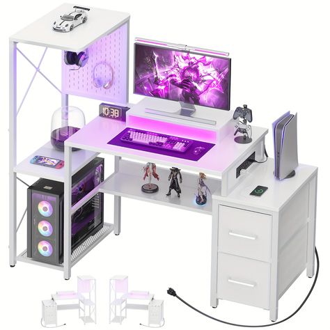 Faster shipping. Better service,Amazon,Tiktok,AliExpress Small Gaming Desk, Desk With Monitor Stand, Desk With Monitor, Gaming Desk Setup, Metal Pegboard, White Desk Office, Setup Gamer, Electronic Appliances, Kids' Desk