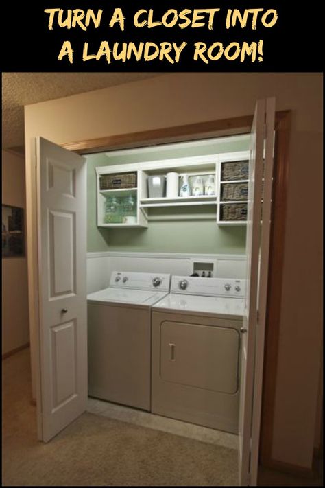 Room Storage Diy, Laundry Room Closet, Open Closet, Laundry Room Remodel, Laundry Closet, Laundry Room Diy, Small Laundry Rooms, Small Laundry Room, Small Laundry