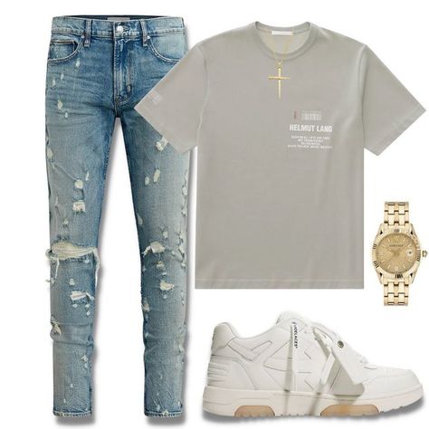 Designer Outfits Men Street Styles, Off White Shoes Outfit Men, White Shoes Outfit Men, Nice Casual Outfits For Men, Black Teens Fashion, Tuff Fits, Summer Swag Outfits, White Shoes Outfit, Fire Clothes