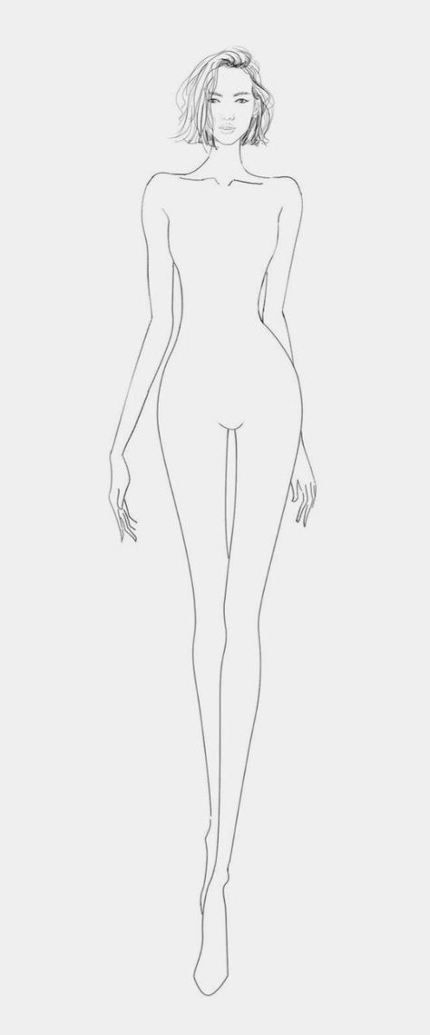 Model Outline Sketch, Women Dress Drawing Sketch, Fashion Illustration Model Template, Model Silhouette Drawing, Fashion Model Outline, Croqui Template Female, Body Outline Drawing Fashion Design, Model Outline Figure Drawing, Body Base Drawing Dress