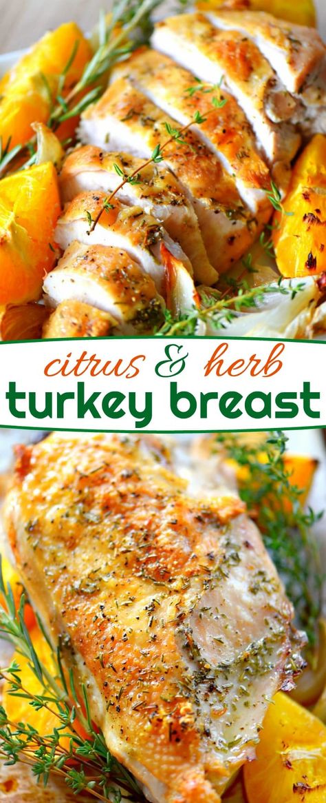 Citrus Herb Roasted Turkey, Roasted Dinner, Herb Roasted Turkey Breast, Turkey Breast Recipes, Herb Roasted Turkey, Herb Turkey, Mom On Timeout, Oven Roasted Turkey, Turkey Breast Recipe