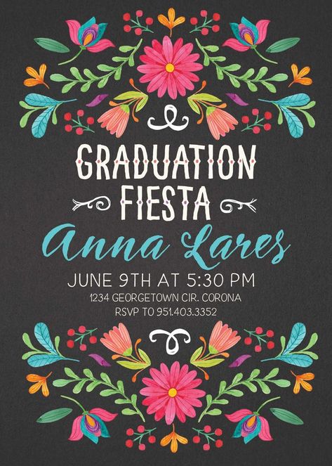 Farewell Invitation Cards For Seniors, Mexican Party Invitation, Themed Graduation Party, Mexican Theme Party Decorations, Mexican Invitations, Graduation Invites, Backyard Graduation Party, Mexican Birthday Parties, Invitation Graduation