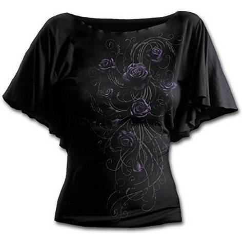 Gothic Shirts Women, Bat Sleeve Top, Angel Clothing, Gothic Tops, Gothic Shirts, Tattoo Clothing, Gothic Clothes, Bat Sleeve, Boat Neck Tops