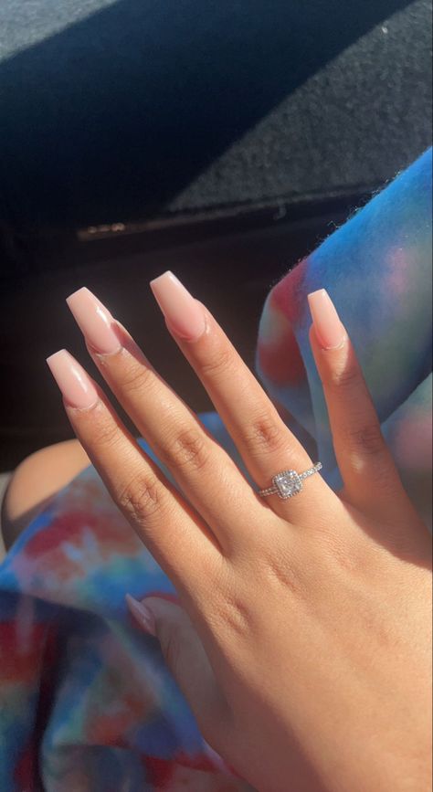 Basic Nail Colors Acrylic, Basic Nails One Color, Light Pink Acrylics, Neutral Nail Art, Velvet Nails, Nude Nail Designs, White Acrylic Nails, Basic Nails, Classy Acrylic Nails