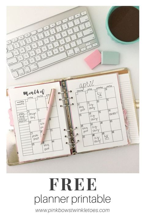 Free monthly calendar planner printable - perfect for A5 planners, mini binders, and Mini Happy Planners - monthly view calendar freebie - instant digital download month at-a-glance planning insert Free Monthly Planner, Study Planning, Happy Planner Free Printable, Monthly Calendar Planner, Calendar Free Printable, Planner Calendar Printables, Free Printable Planner, Calendar Notebook, Mini Binder