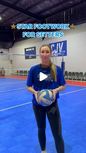 Conway Juniors Volleyball Club on Instagram: "⭐️STAR FOOTWORK FOR SETTERS⭐️ 
This is a dry footwork series that we have all of our setters do before every single practice, or time they step on the court. It helps train our footwork to become second nature! Thank you Macy & Ella for showing us how it’s done! 

🌟 5 points in the “star” series- 
1) Forward 
2) Diagonal Forward 
3) Straight Off 
4) Diagonal Back 
5) Straight Back 
*spin moves are only used on spots off of the net*

Our setters warm up series: 2 x 2 step, 2 x 4 step, 2 x Spin Moves. You can also do this footwork and mimic a RS set finish. 

Add these to your setters routine, and let us know if it helps!! 
Save & Follow for more ⬅️ 

#conwayjuniors #cjv #volleyball #vballworld #setter #skills #drills #setterfootwork #improveyou Drills For Setters, Volleyball Setter Workouts, Volleyball Setting Drills For Beginners, Setter Drills For Volleyball, How To Set In Volleyball, Setter Workout, Volleyball Setter Drills, Setting Drills Volleyball, Volleyball Setting Drills