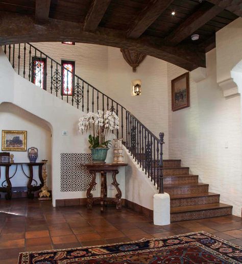 Southern California Historic Beach Residence- Classic Traditional by Interior Design Imports | 1stDibs Spain House Spanish Style, California Spanish Style Interior, Spanish House Interior, Modern Spanish Revival, Historic Home Interiors, Spain House, Spanish Home Decor, Historic Restoration, Mediterranean Interior