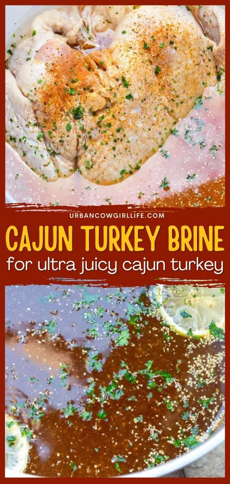 Get ready for an epic main dish! Your Thanksgiving dinner recipes won't be complete without this entree. Infused with cajun turkey brine, you can have a Thanksgiving turkey that's anything but dry or flavorless! Turkey Brine Recipes Easy, Cajun Smoked Turkey Recipe, Cajun Turkey Brine, Brine For Turkey, Turkey Recipe Thanksgiving, Cajun Turkey Recipe, Smoked Turkey Brine, Easy Turkey Recipes Thanksgiving, Best Turkey Brine