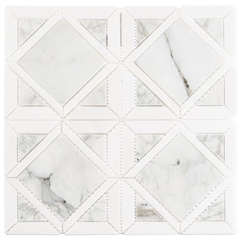 Andova Maquette Marble Novelty Mosaic Wall & Floor Tile | Wayfair Stone Mosaic Wall, Statement Tiles, Mosaic Backsplash Kitchen, Stone Mosaic Tile, Mosaic Wall Tiles, Commercial Flooring, Natural Stone Tile, Geometric Diamond, Marble Design