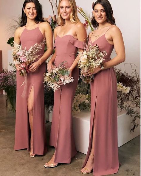 Park & Fifth (@parkandfifthco) • Instagram photos and videos Brides Maid Dress, Mauve Colour, Mauve Bridesmaid, Mauve Bridesmaid Dress, Modern Bridesmaid, Bridesmaid Colors, Dusty Blue Bridesmaid Dresses, Bridal Shower Dress, Wedding Theme Colors