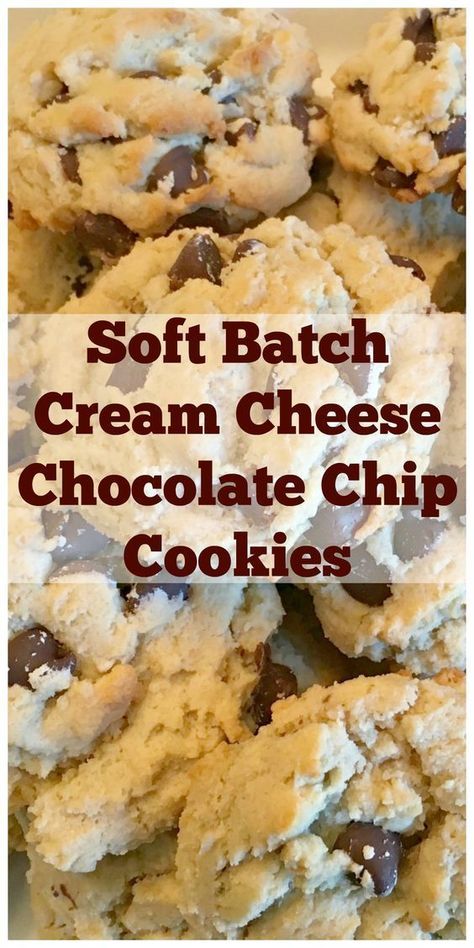 Cream Cheese Chocolate Chip, Cream Cheese Chocolate Chip Cookies, Soft Batch, Cream Cheese Desserts, Postre Keto, Soft Chocolate Chip Cookies, Cream Cheese Cookies, Cheese Cookies, Keto Brownies