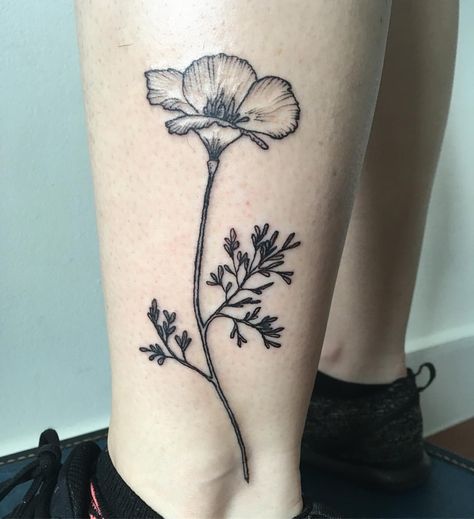 Poppy Drawing Tattoo, California Poppy Drawing, Best Friend Symbol Tattoo, Arrowhead Tattoo, California Tattoos, California Poppy Tattoo, Drawing Tattoo Ideas, Bike Tattoo, Poppy Flower Tattoo